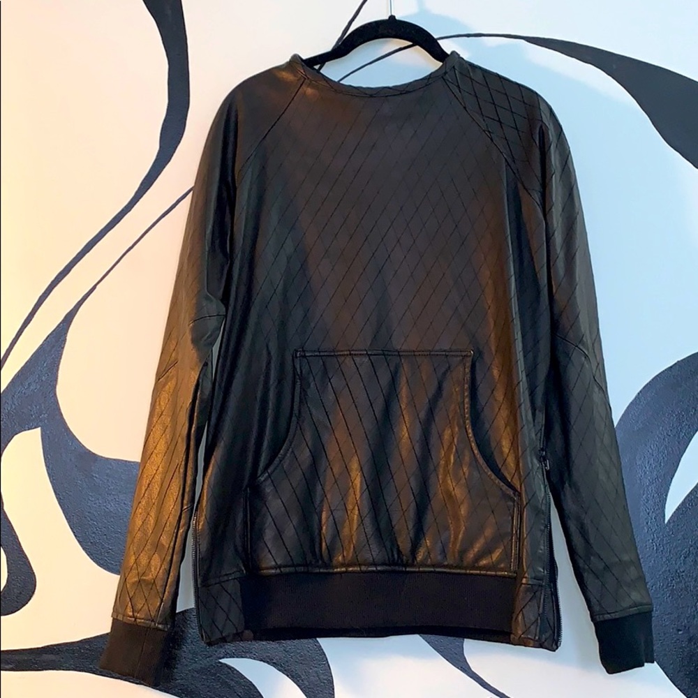 EN/Noir 100% leather long sleeve shirt